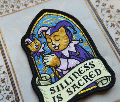 Silliness is Sacred Cat Woven Iron-On Patch