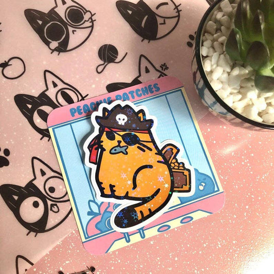 Pirate Cat Holographic Sticker