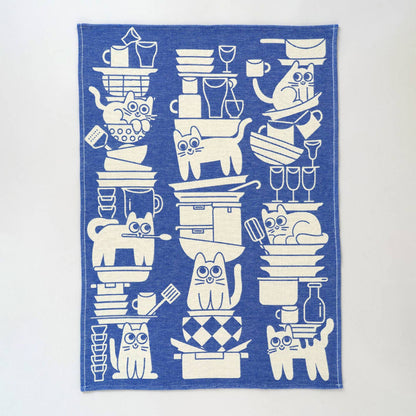 Kitchen Cats Woven Cotton Tea Towel