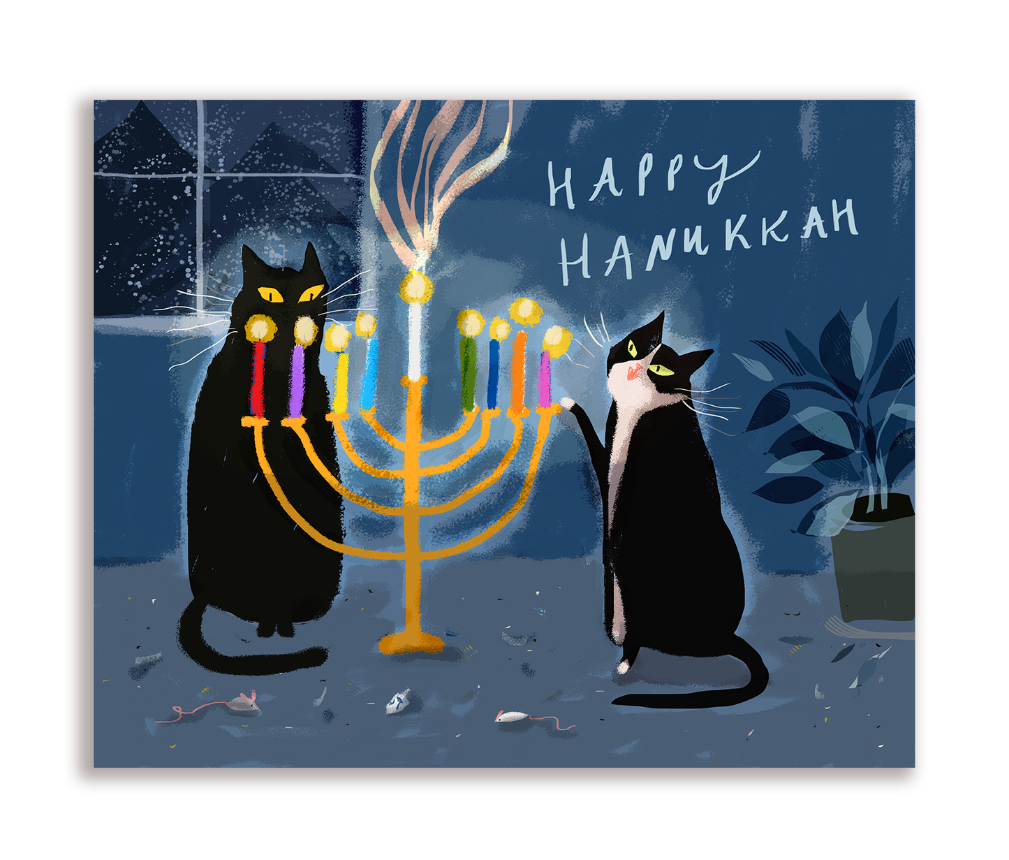 Happy Hanukkah Cat Card