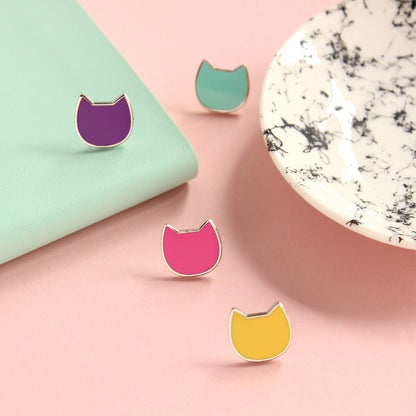 Mini Cat Enamel Pin Badge - Pink