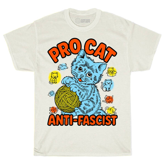 Pro Cat Anti Fascist Unisex T-Shirt (Ivory)