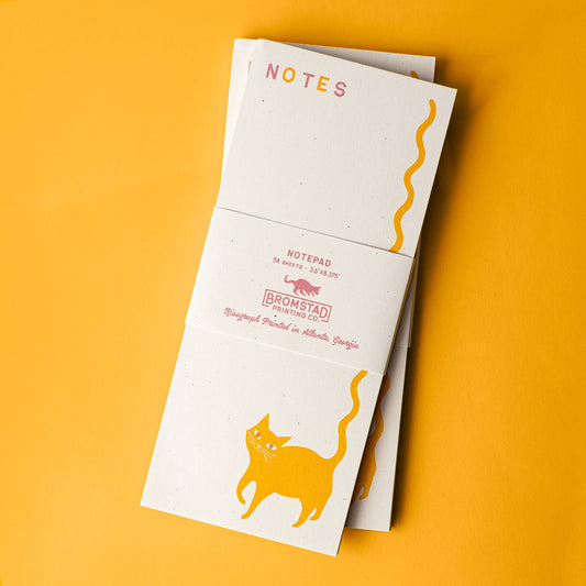 Yellow Squiggle Tail Cat Notes Risograph Notepad