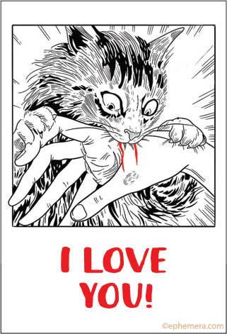 I LOVE YOU! Cat Bite Magnet