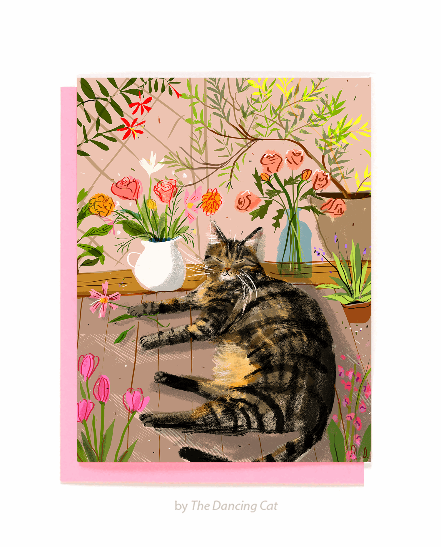 Flower Baby Cat Greeting Card