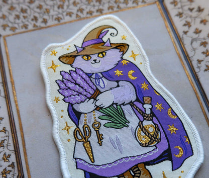Cat Witch Woven Iron-On Patch