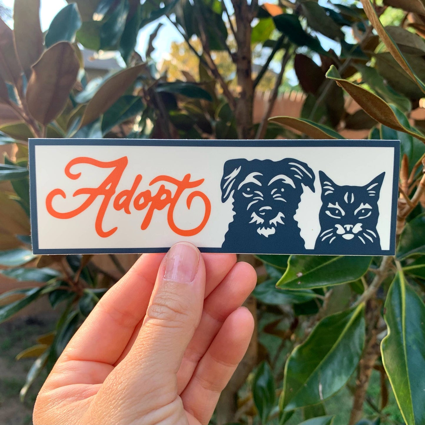 Adopt Cat & Dog Animal Adoption Small Vinyl Bumper Sticker