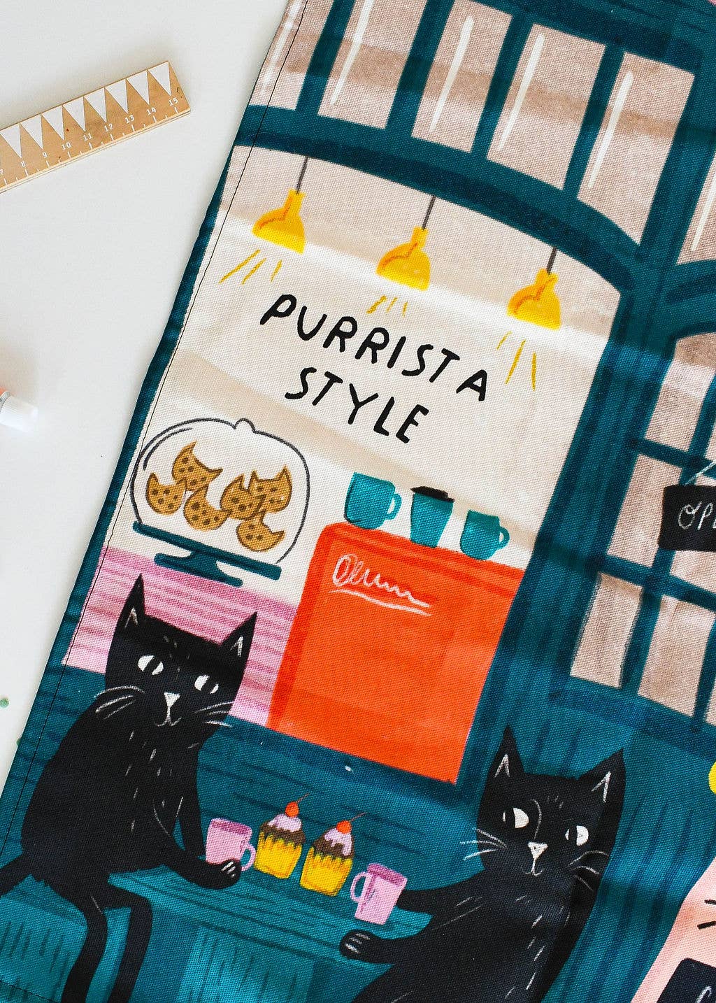 Coffee and Cats Tea Towel