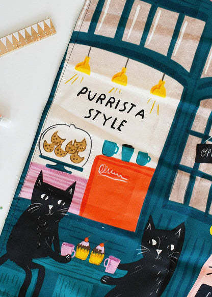 Coffee and Cats Tea Towel