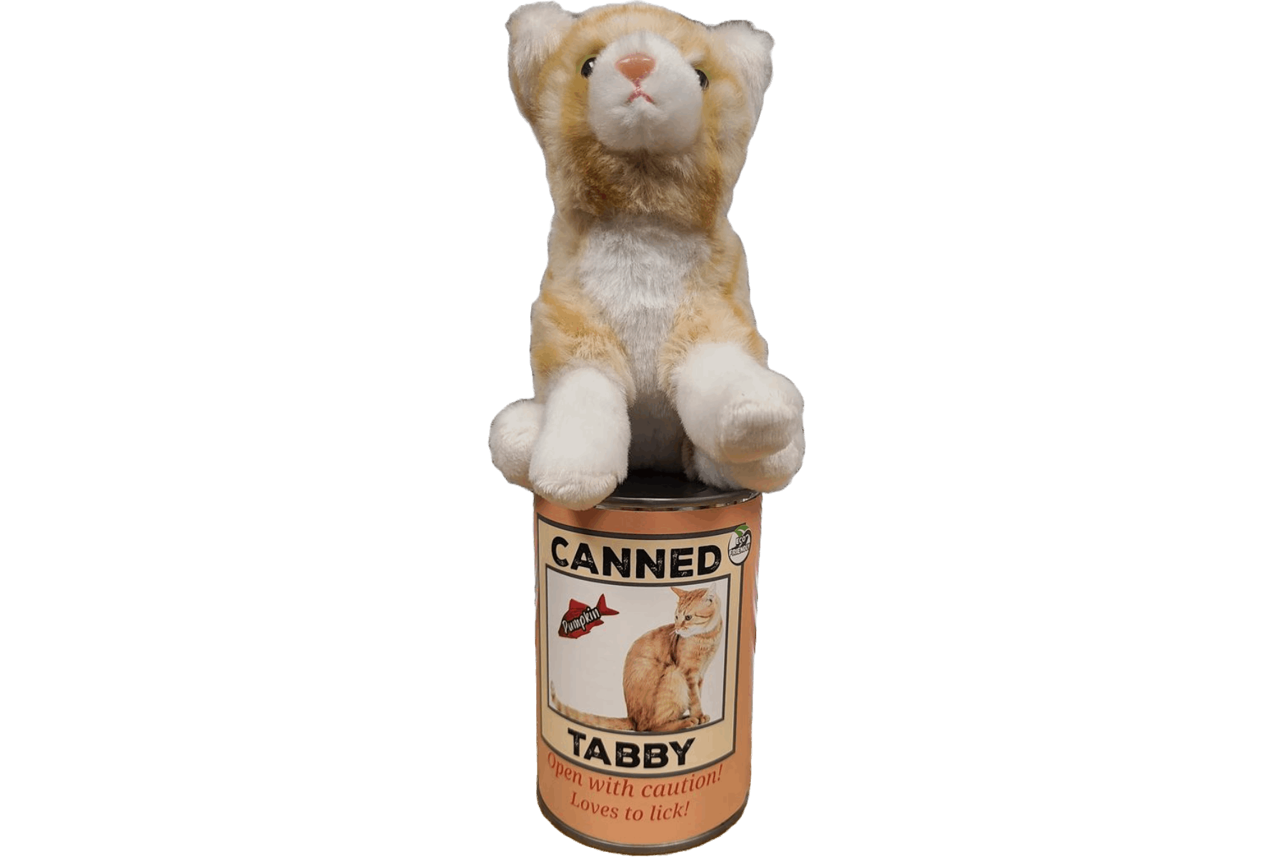 Canned Orange Tabby Cat Stuffed Animal Plush