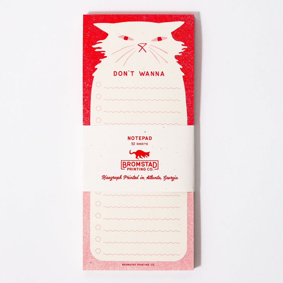 Don't Wanna Cat To-Do List Risograph Notepad
