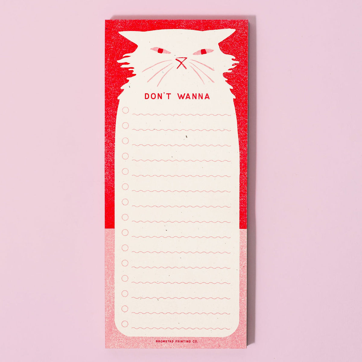 Don't Wanna Cat To-Do List Risograph Notepad