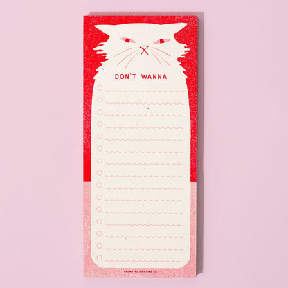 Don't Wanna Cat To-Do List Risograph Notepad