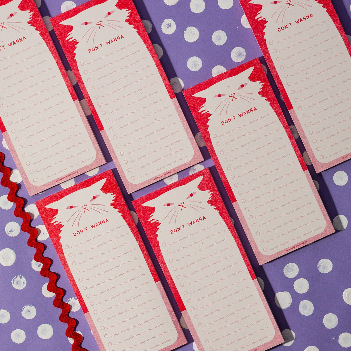 Don't Wanna Cat To-Do List Risograph Notepad