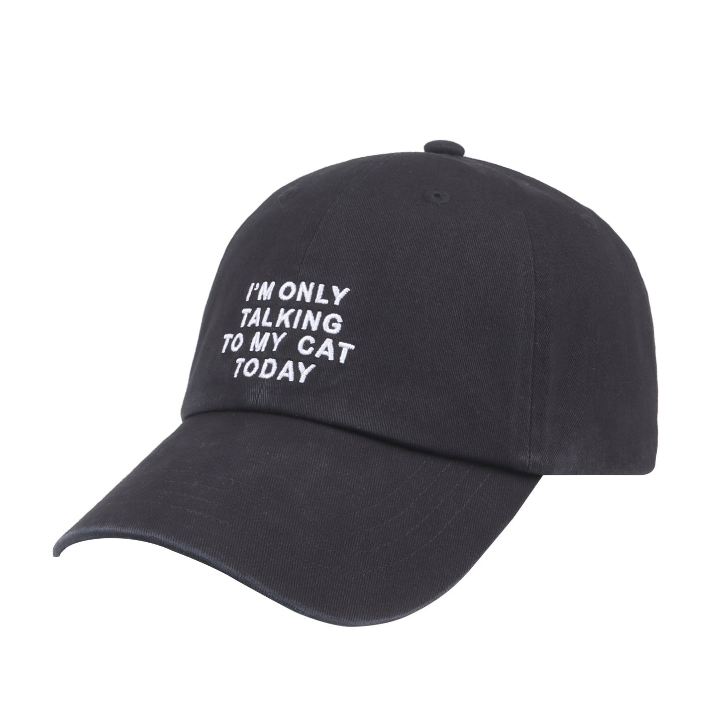 Only Talking to My Cat Embroidered Baseball Cap - Black