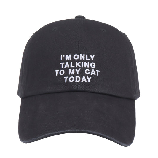 Only Talking to My Cat Embroidered Baseball Cap - Black