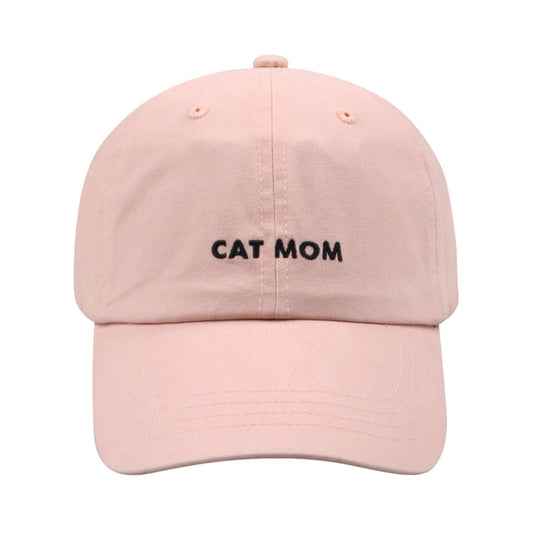 Cat Mom Embroidered Baseball Cap - Pink