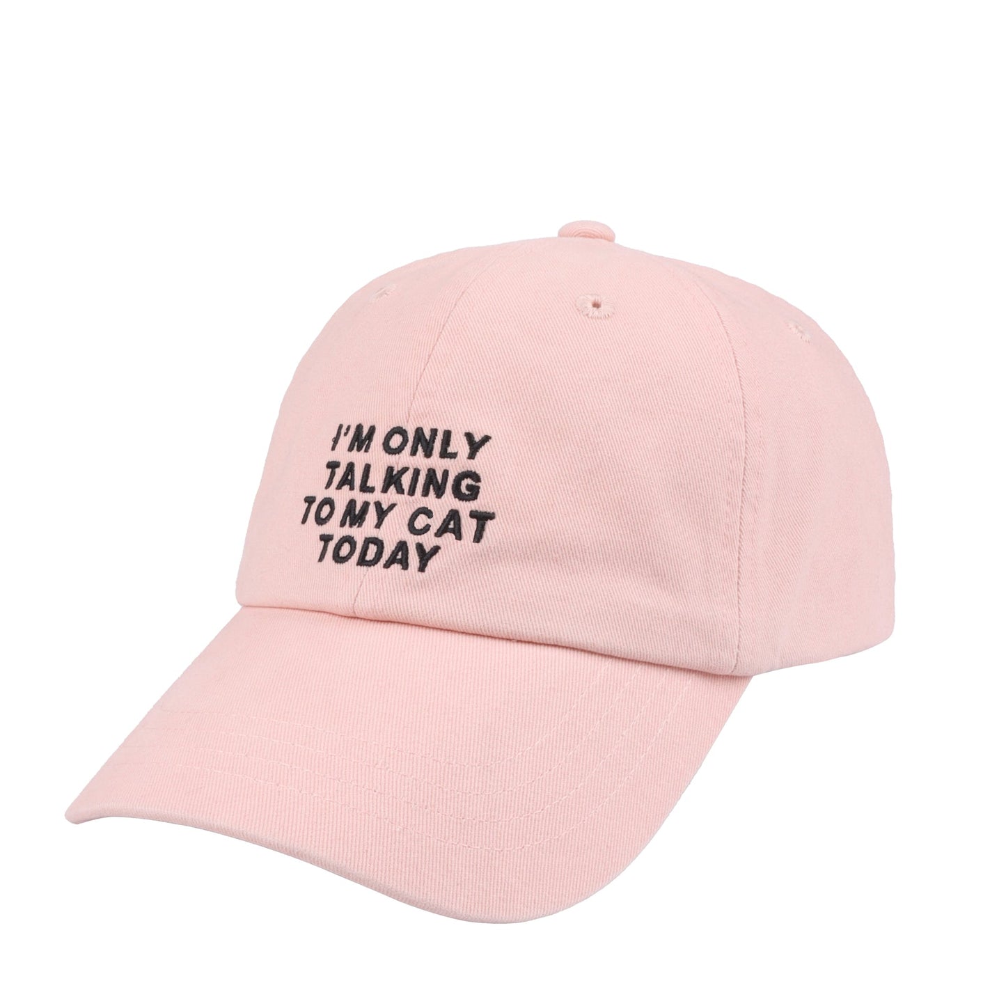 Only Talking to My Cat Embroidered Baseball Cap - Pink