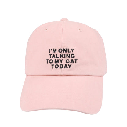 Only Talking to My Cat Embroidered Baseball Cap - Pink