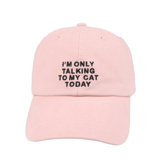 Only Talking to My Cat Embroidered Baseball Cap - Pink