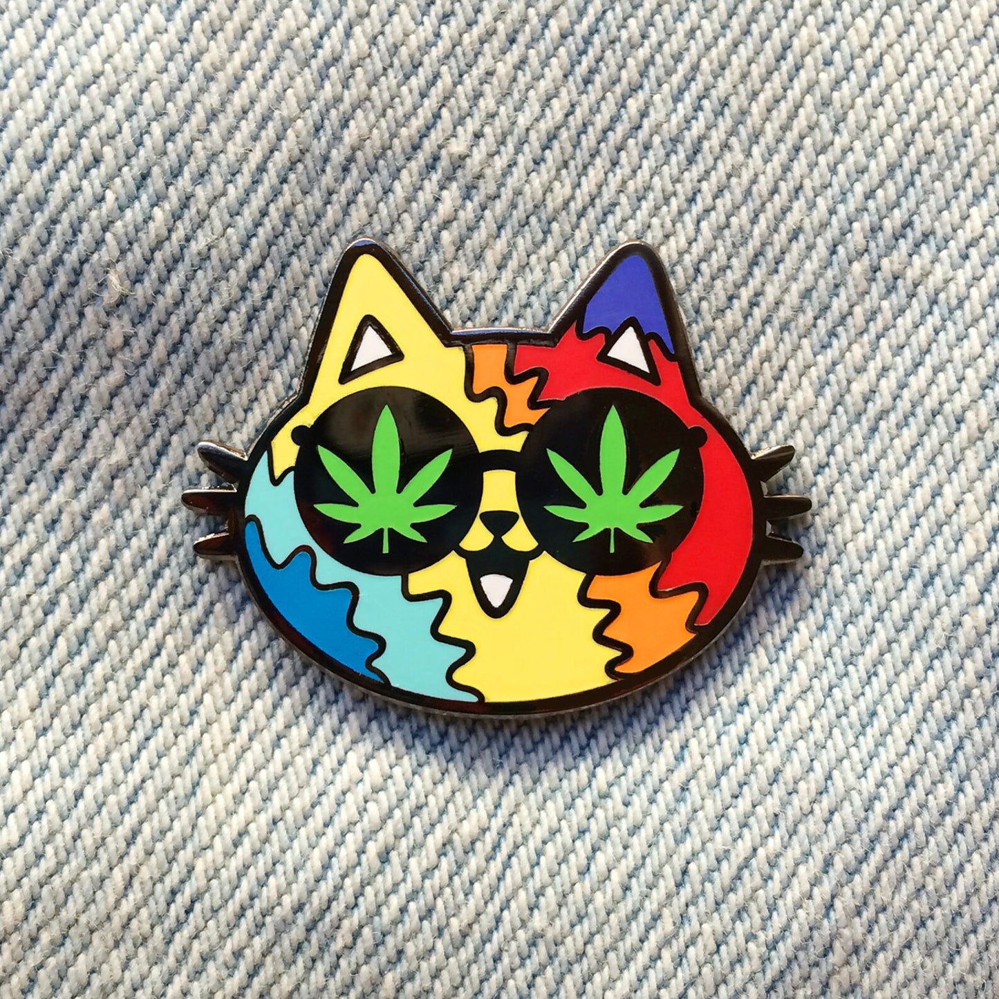 Meowy Jane Rainbow Tie Dye Weed Cat Enamel Pin