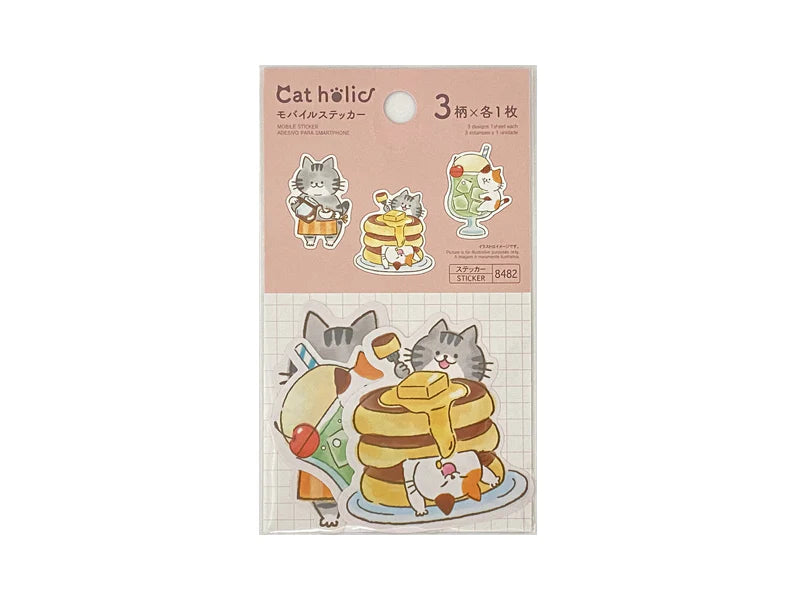 Cat Holic Mobile Sticker 3pk - Cafe Treats