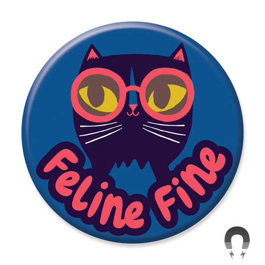 Feline Fine Glasses Cat Magnet