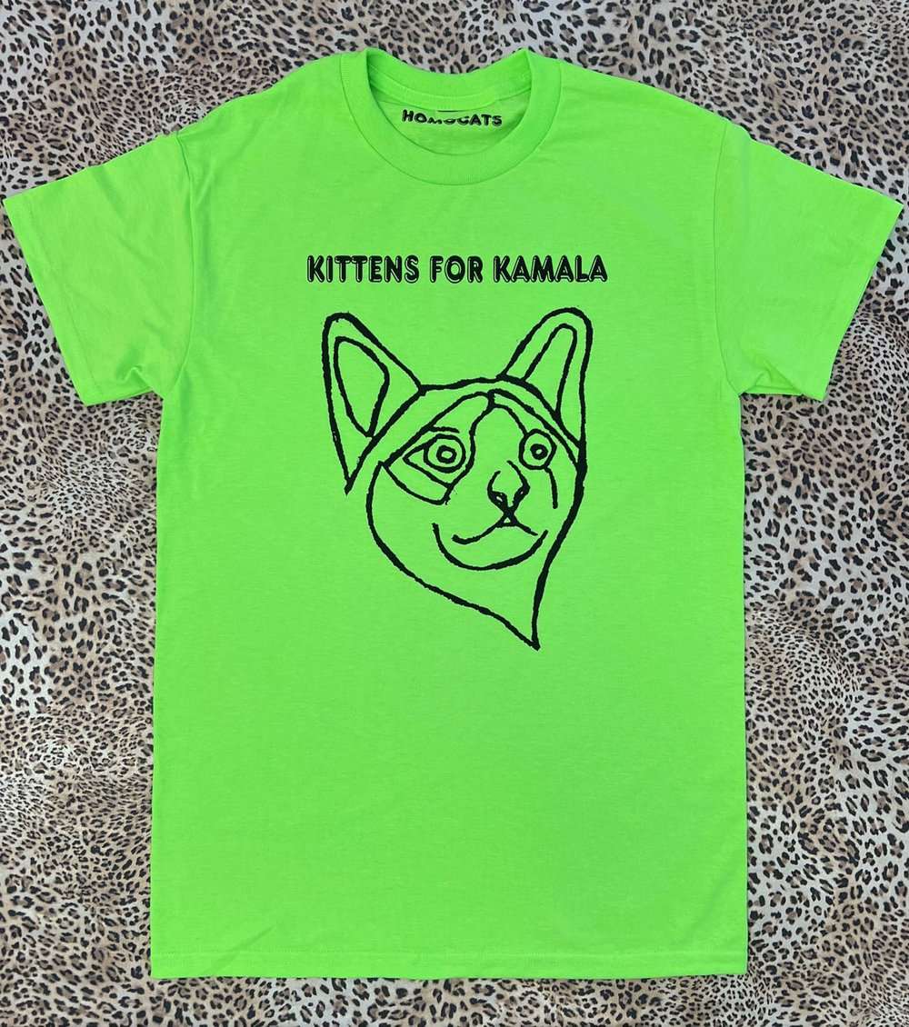 Kittens for Kamala Green Cat Unisex T-Shirt