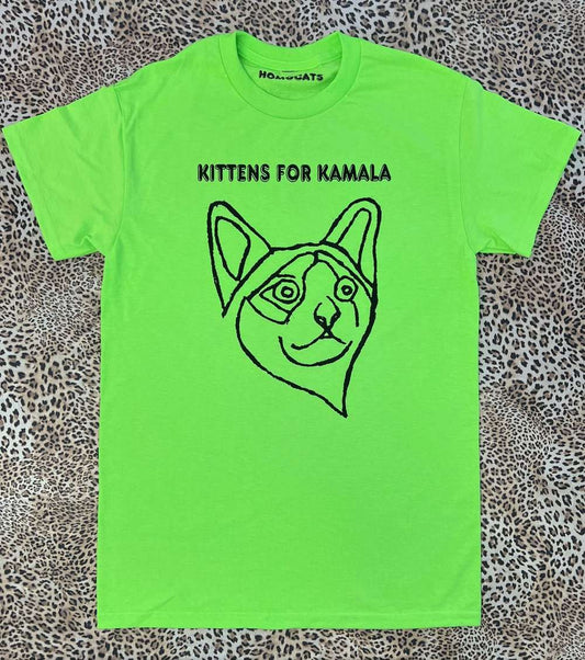 Kittens for Kamala Green Cat Unisex T-Shirt