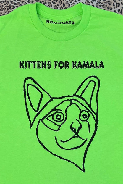 Kittens for Kamala Green Cat Unisex T-Shirt