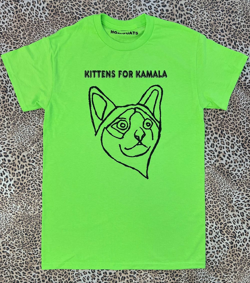 Kittens for Kamala Green Cat Unisex T-Shirt