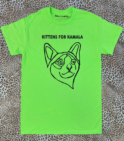Kittens for Kamala Green Cat Unisex T-Shirt