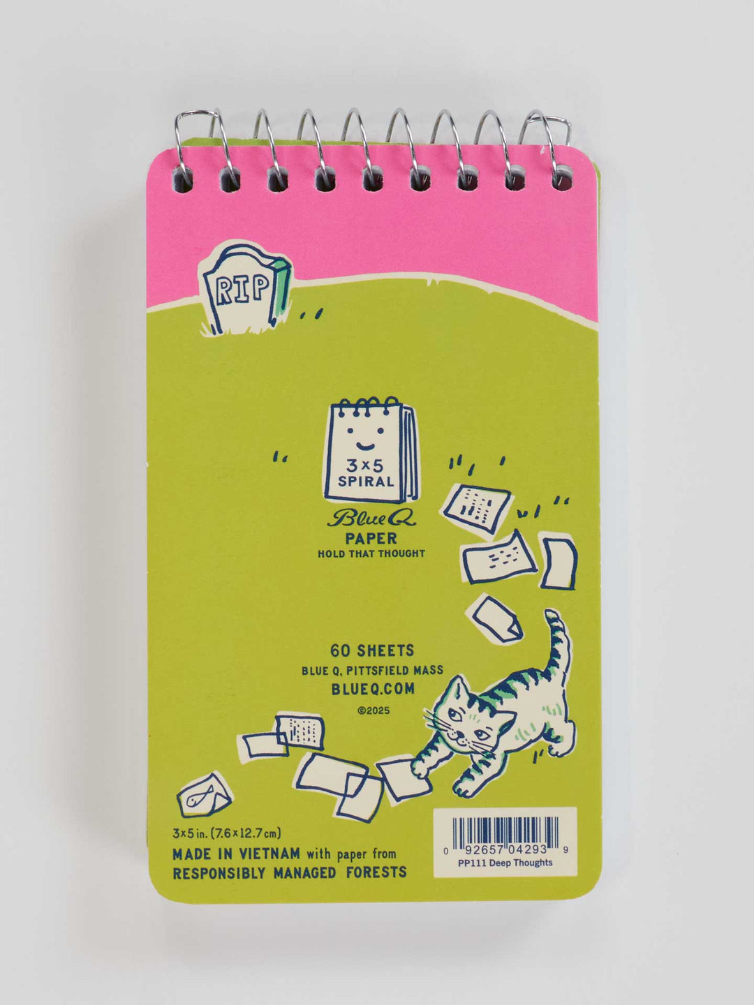 Deep Thoughts For My Cat To Inherit When I Die 3x5" Spiral Notepad