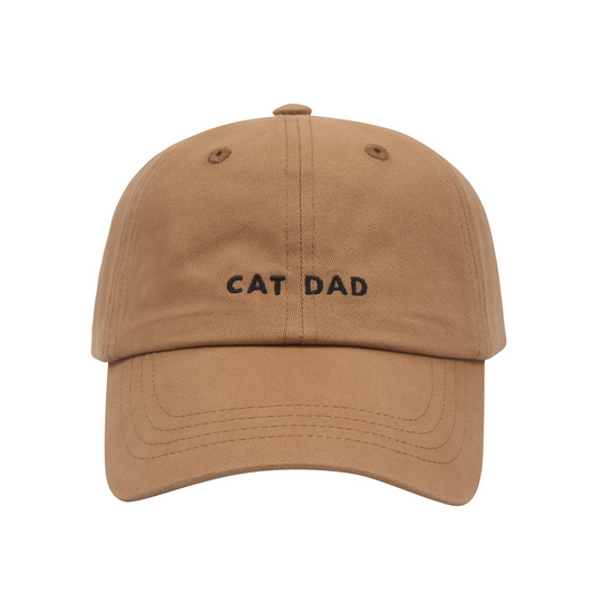 Cat Dad Embroidered Baseball Cap - Brown