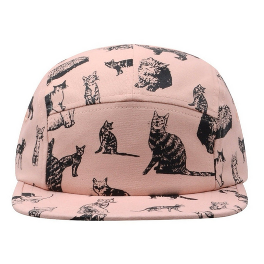 Cats All Over Pink 5 Panel Hat - Kid Size, 3-7Y