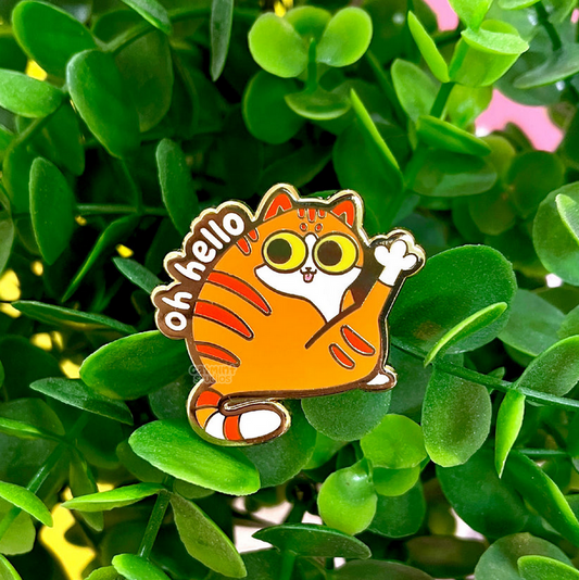 Oh Hello Orange Cat Enamel Pin