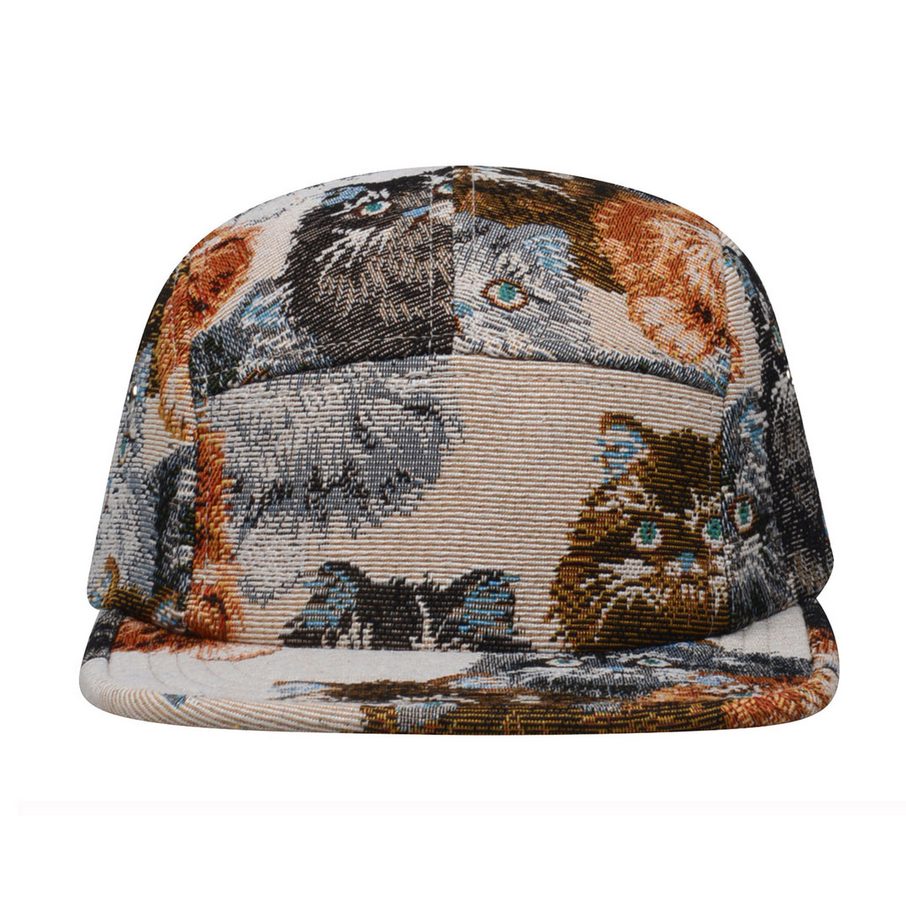 Cats All Over Jacquard 5 Panel Hat