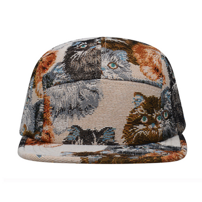 Cats All Over Jacquard 5 Panel Hat