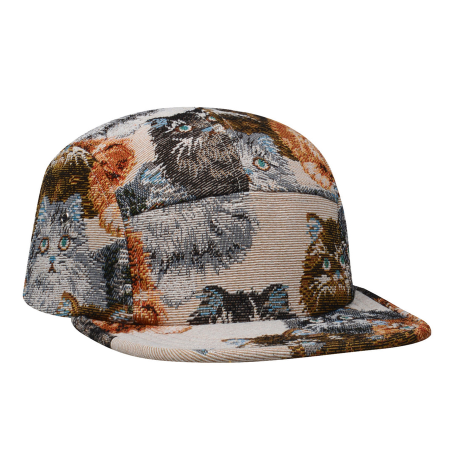 Cats All Over Jacquard 5 Panel Hat