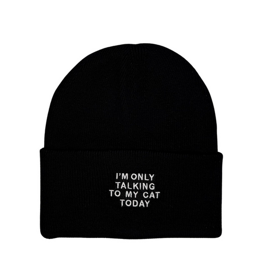 Only Talking To My Cat Embroidered Knit Beanie Toque