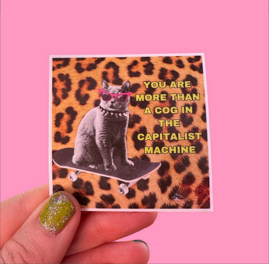 Capitalist Machine Cat Sticker