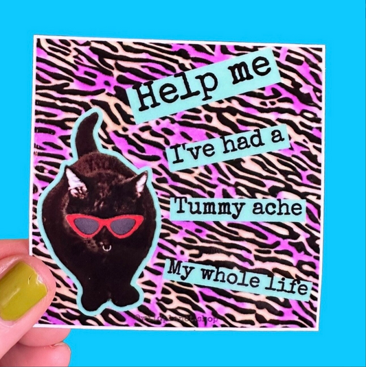 Tummy Ache Cat Sticker