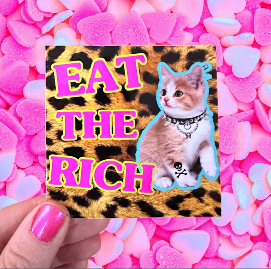 Eat the Rich Cat Sticker