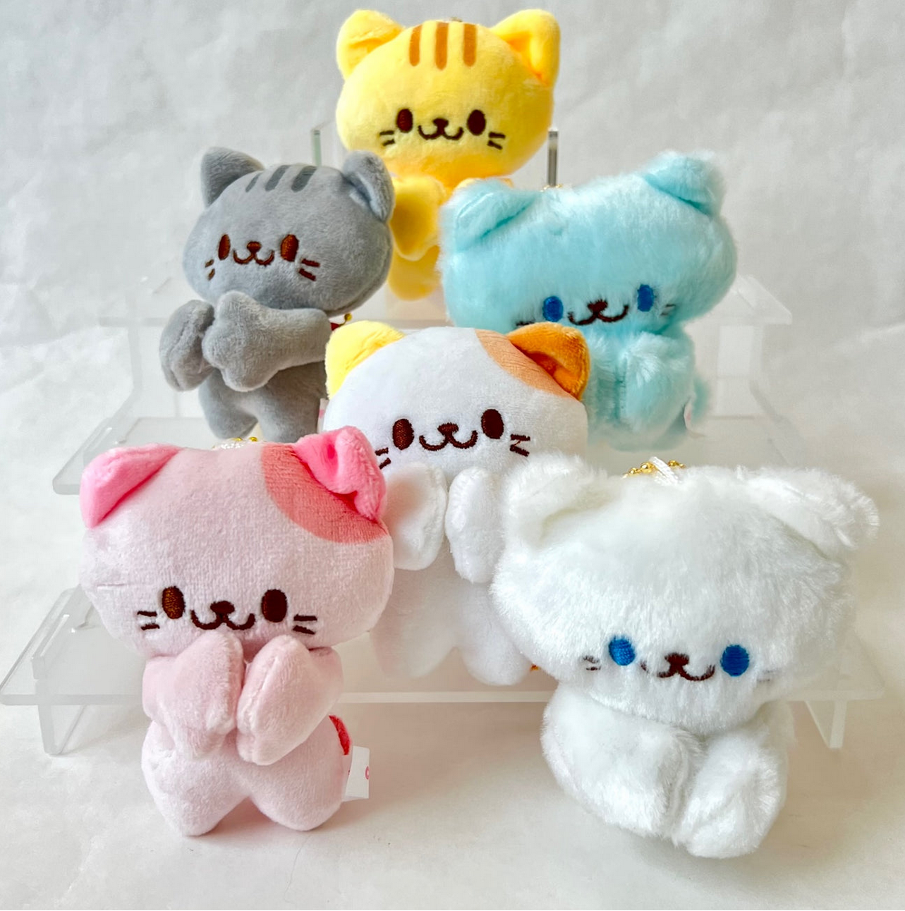 Hold Hands Cat Plush Charm Keychain