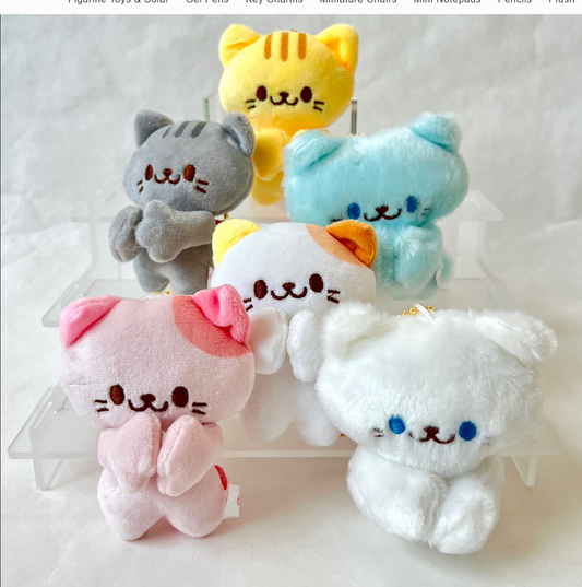 Hold Hands Cat Plush Charm Keychain