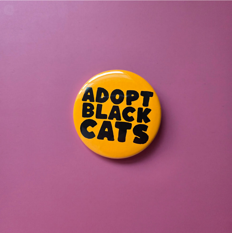 Adopt Black Cats 2.25" Pinback Button