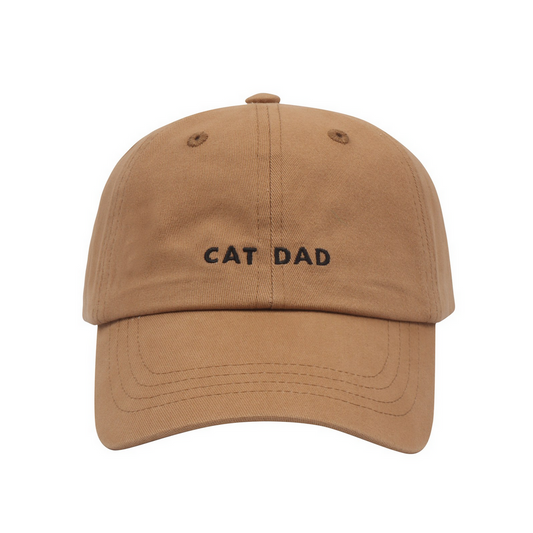 Cat Dad Embroidered Baseball Cap - Brown