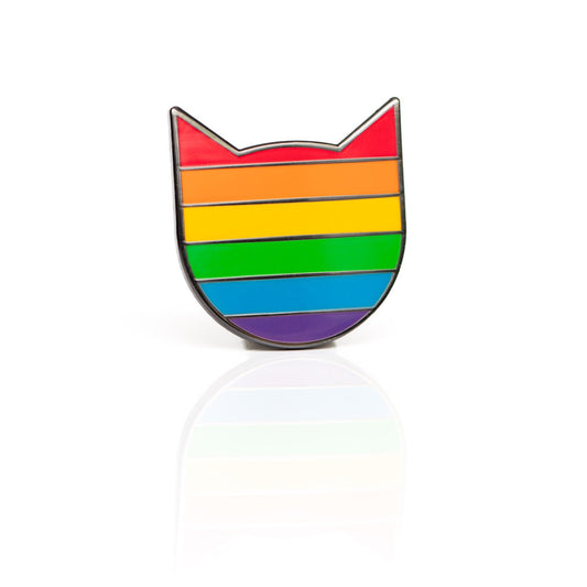 Rainbow Cat Head Enamel Pin