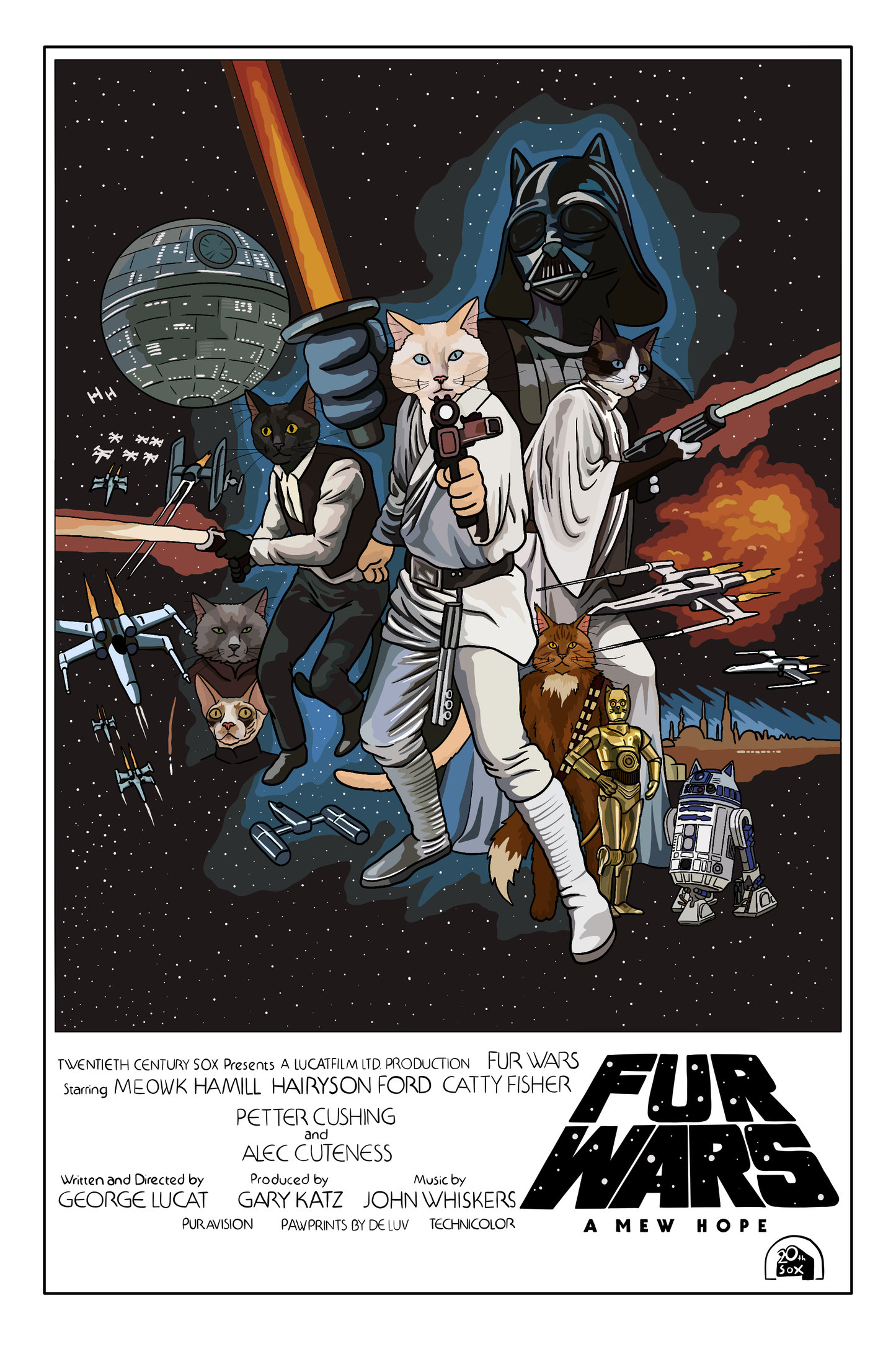 Fur Wars A Mew Hope Unframed Print: 5x7"