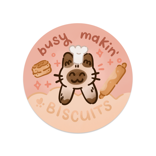 Busy Makin' Biscuits Cat Sticker